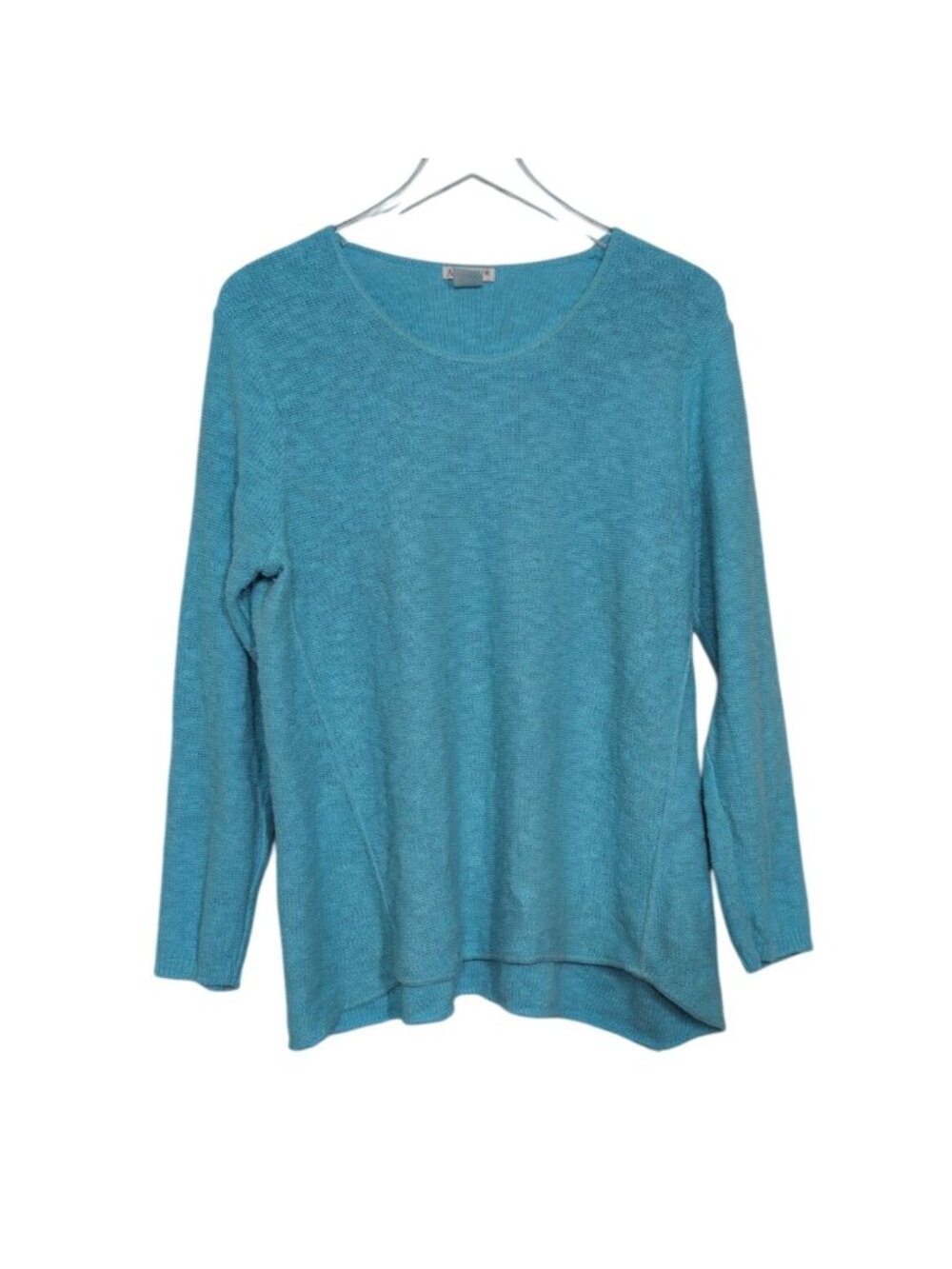 Avalin Shirt Womens One Size Aqua Blue Beach Coastal Lagenlook Boxy Scoop Neck L